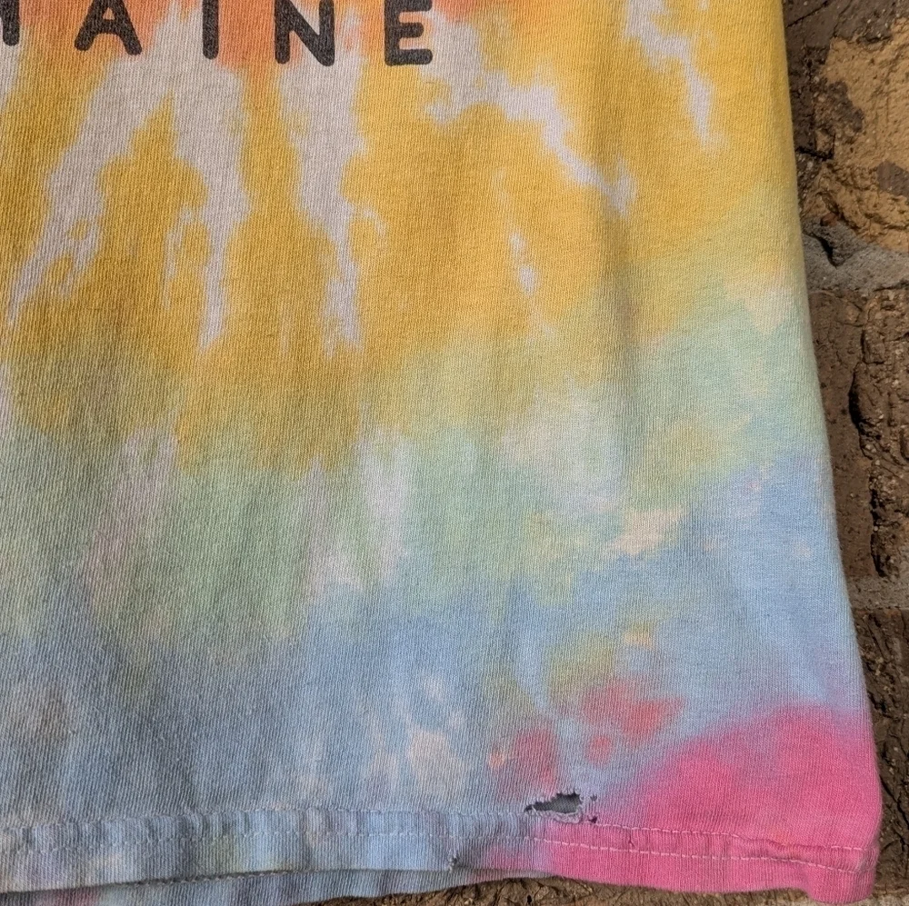 The Maine Pastel Rainbow Tie Dye Short Sleeve T-Shirt Band Tee Size Small